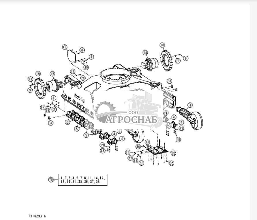 Track Frame, Rollers, Gear Case And Idler Sprocket (Standard) 